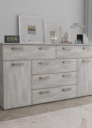 Комод на 5 ящиков с дверцами idea ткб-377.2 бетон урбан