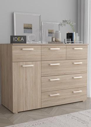 Комод на 6 ящиков с дверцами idea ткб-373.2 дуб сонома