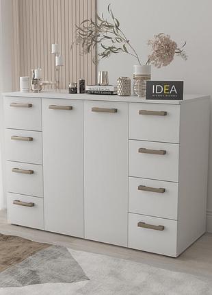 Комод на 8 ящиков с дверцами idea ткб-379 белый
