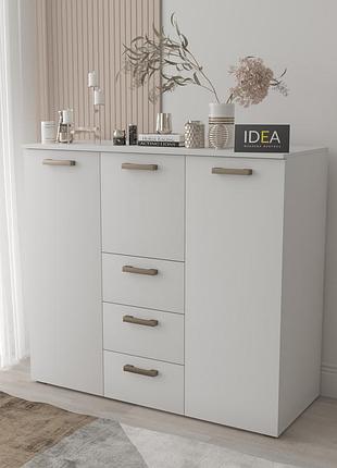 Комод на 4 ящика с дверцами idea ткб-371 белый
