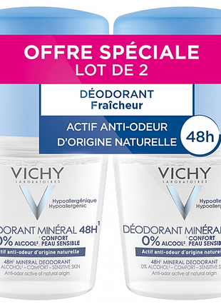 Vichy déodorant minéral 48h набор минеральных дезодорантов без солей алюминия 2 x 50 мл