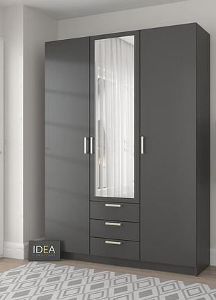 Шкаф распашной с зеркалом idea д-119 антрацит
