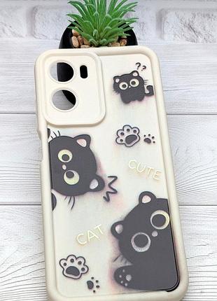 Уценка!!! чехол shock case print для телефона motorola e15 бампер бежевый с рисунком котики уценка!!!