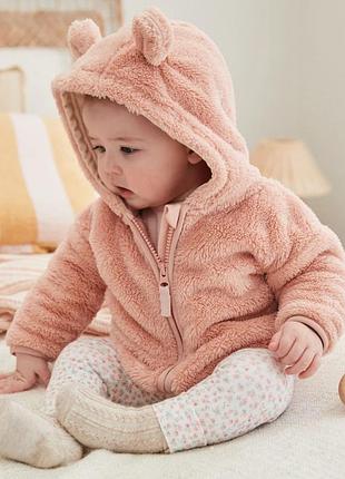 Флісова курточка з капюшоном  для дівчинки 2-4 місяці ,стан нової h&m.