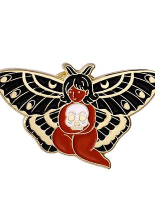 Металевий значок фея метелик дівчина брошка butterfly fairy girl moth череп скелета метелик брошка алісу в країні чудес