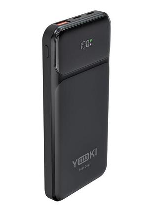 Умб power bank yoki yk-pmc1021 maxcap 10000 mah pd/qc 22,5w комплектуется практичным кабелем type c - type c 20см black