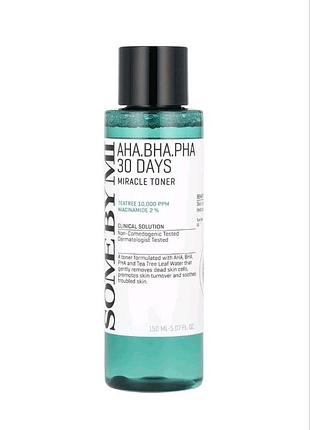 Кислотний тонер із екстрактом чайного дерева some by mi aha-bha-pha 30 days miracle toner 150 мл