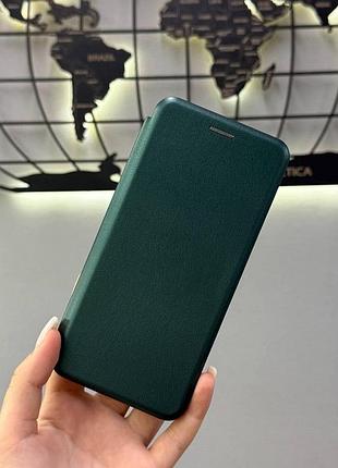 Якісний чохол-книжка leather для xiaomi redmi 9c, захисний чохол-книжка для телефона редмі 9c (зелений)