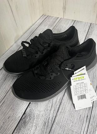 Мужские кроссовки crocs literide pacer black/slate grey 206705 черный-серый размер 41,5