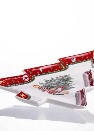 Блюдо сервировочное новогоднее для закусок christmas 29×24×2 (см) фарфора hp-sdhk-17