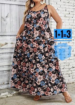 Довга сукня в квітковий принт з кишенями shein 7xl