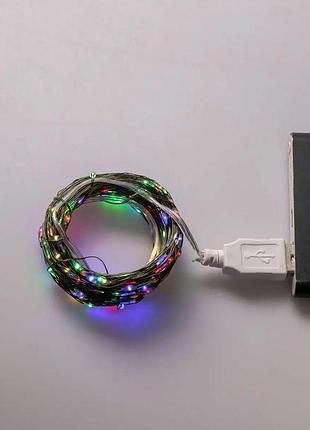 Гирлянда роса 20 метров usb на 200 led светодиодов капля зеленый провод мультиколор nai