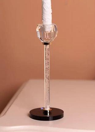 Стеклянный подсвечник crystal pillar 22см на стол высокий декоративный nai