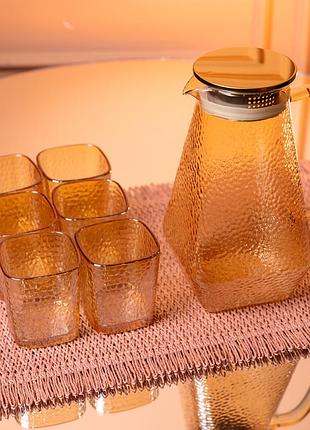 Глек для напоїв 1.8 л зі склянками 6 штук по 02 л коричневий nai