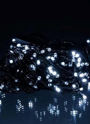 Новогодняя гирлянда комнатная нить 10 м 120 led черный провод белый nai