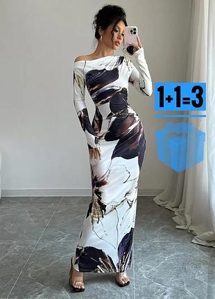 🥰 обтисла довга сукня в квітковий принт shein m