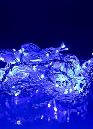 Новогодняя гирлянда уличная бахрома 6 м 105 led белый провод синий nai