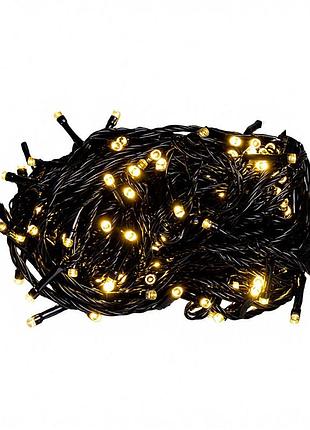 Новорічна гірлянда кімнатна нитка 22 м 220 led чорний провід жовтий nai