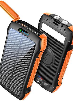Повербанк solar power bank f33w 20000 мач внешний аккумулятор с солнечной панелью фонариком и быстрой nai