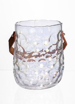 Ваза сумочка с ручкой 13×9.5×18 см декоративная стеклянная ваза для цветов 1.2 л прозрачный nai