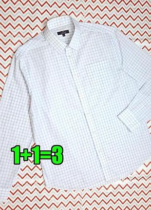 😉1+1=3** стильная белая мужская рубашка в клетку tailor&amp;cutter, размер 50 - 52