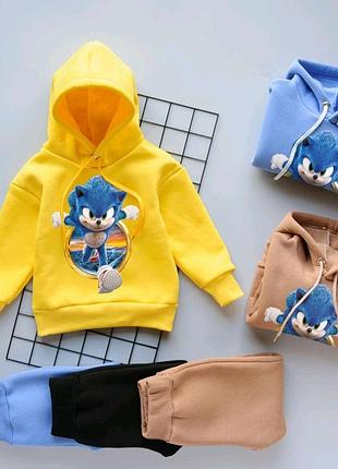 Костюм для мальчика с рисунком sonic соник двунитка качественный маленькие размеры рост 92-128 все цвета