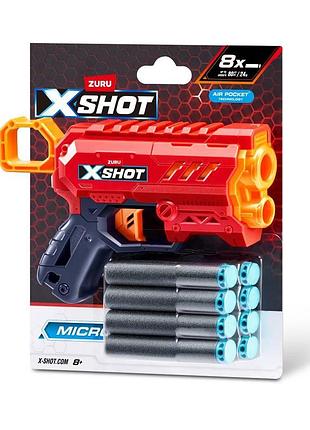 X-shot швидкострільний бластер excel micro 2.0 color card (8 патронів), арт. 36726tq1r