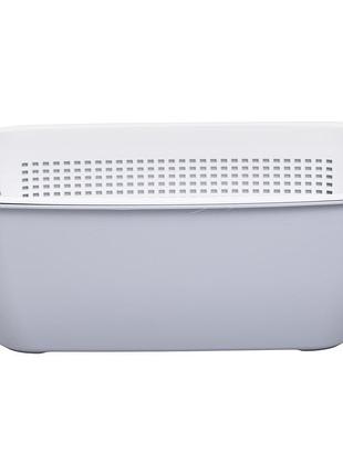Корзина-друшлак 2 в 1 для мытья овощей фруктов и зелени 32×23×13 см серый nai