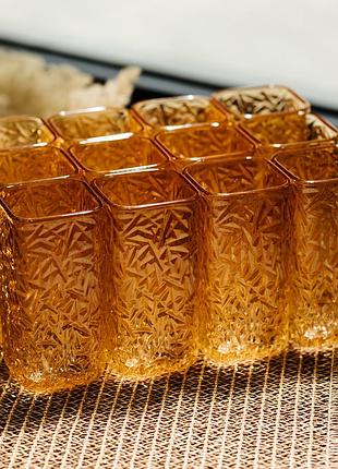 Набор стаканов для напитков matrix glass 12 штук по 245 мл коричневый nai