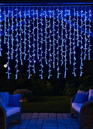 Уличная гирлянда бахрома 36 м 600 led белый провод синий nai