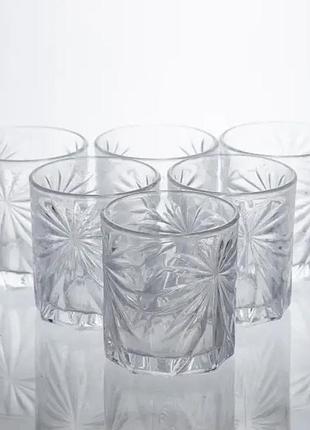 Набір склянок для віскі old fashioned 6 штук по 300 мл з кришталевим візерунком nai