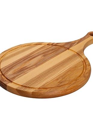 Разделочная деревянная доска с круглым основанием 30*45 см ясень nai