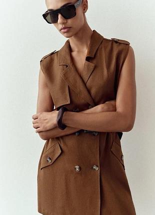 Оригинальное мини платье с льном и ремнем из новой коллекции zara new original.