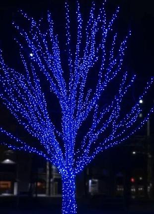 Гирлянда нить уличная 30 м 300 led черный провод синий nai
