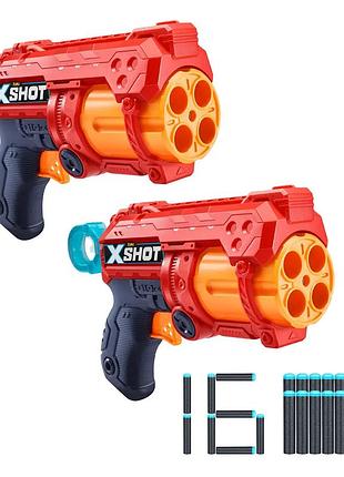 X-shot red швидкострільний бластер excel fury 4 2 pk (3 банки, 16 патронів)