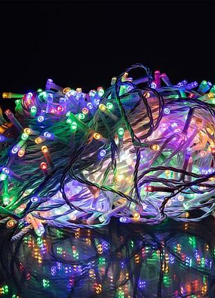 Светодиодная гирлянда роса 50 метров 500 led белая нить на медном проводе с пультом мультиколор nai