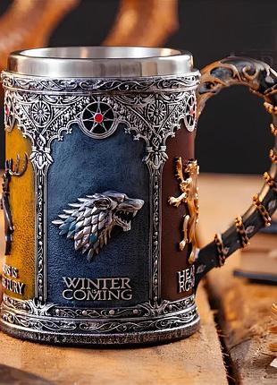 Кружка игра престолов 600 мл чашка game of thrones из нержавеющей стали и смолы nai