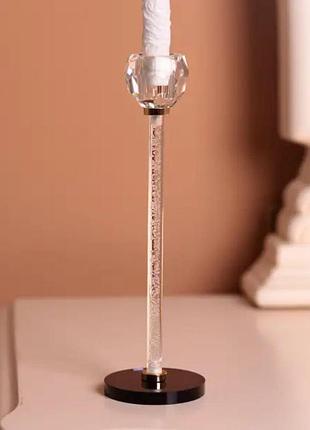 Подсвечник стеклянный crystal pillar 27 см на круглой основе nai