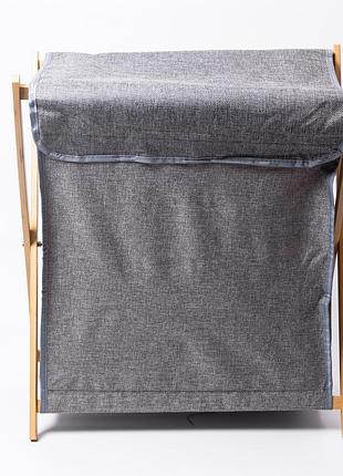 Корзина для белья на подставке 52×30×60 см мягкая серый nai