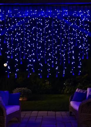 Уличная гирлянда бахрома 20 м 335 led гирлянда штора черный провод синий nai