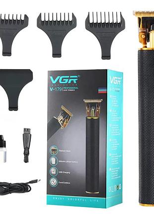 Тример для стрижки vgr акумуляторний з насадками чорний nai