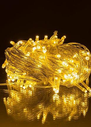 Новогодняя гирлянда комнатная нить 14 м 160 led комнатная гирлянда белый провод желтый свет nai