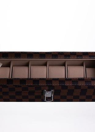 Шкатулка для часов из экокожи 6 отсеков 31×11×7.5 см коричневый yiwu hp-5-14s nai