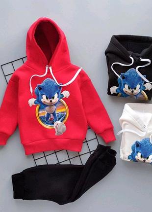 Костюм для мальчика с рисунком sonic соник двунитка качественный большие размеры рост 134-152 все цвета