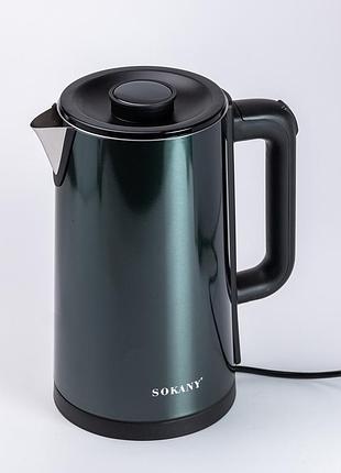 Електрочайник sokany 3 літри зелений nai