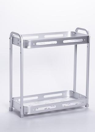 Двухъярусная полка для ванной алюминиевая настольная 34×16×35 см nai