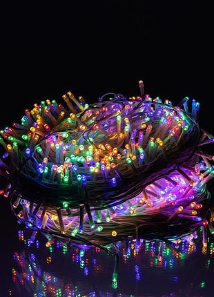 Гірлянда різдвяна фея вулична 100 м 1000 led білий провід мультиколір nai