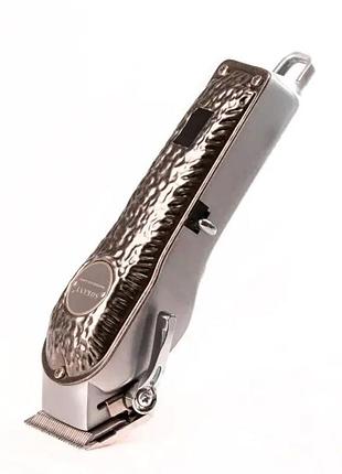 Машинка для стрижки sokany акумуляторна з 4 насадками та usb срібло nai