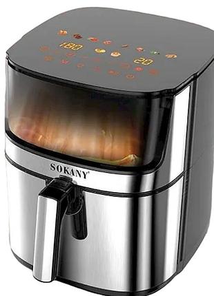 Мультипіч sokany sk-10045 аерогриль 8л сенсорний екран фритюрниця без олії аерофрітюрниця готування nai