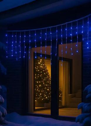 Уличная гирлянда бахрома 20 м 335 led белый провод синий nai